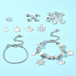 DIY 真鍮 & 合金 ヨーロピアン スタイル ブレスレット 作成キット  ホワイト  170mm&nbsp;DIY-FS0007-22