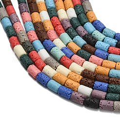 合成溶岩岩ビーズ連売り  染め  コラム  ミックスカラー  6.5~7x4~4.5mm  穴：0.8mm  約58個/連  14.76~14.96''（37.5~38センチメートル）&nbsp;G-A317-F01-01