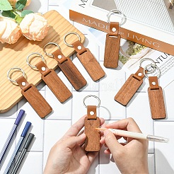 長方形の木製ブランクペンダントキーホルダー10個  DIYクラフトレーザー彫刻用  サドルブラウン  11.1cm  10個/セット&nbsp;FIND-YW0008-08