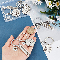 8Pcs 8 Style 304 Stainless Steel Lettering Keychains&nbsp;KEYC-PH0001-57