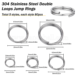 400pcs 5 Styles 304 Stainless Steel Split Rings&nbsp;STAS-SC0005-95