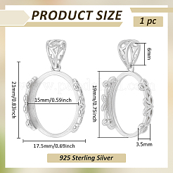 1Pc 925 Sterling Silver Pendant Cabochon Settings&nbsp;STER-BC0003-78A