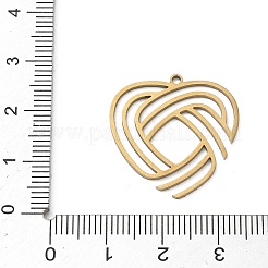 304ステンレスペンダント  直線模様のハートチャーム  ゴールドカラー  24.5x24x1mm  穴：1.5mm&nbsp;STAS-E525-01A-G