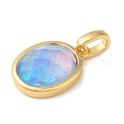 Rack Plating Brass with Synthetic Opal Pendants&nbsp;KK-S370-09G-03