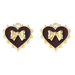 メッキ合金エナメルチャームラック  カドミウムフリー＆鉛フリー  ちょう結びとハート  ライトゴールド  ミックスカラー  19x18x3mm  穴：1.6mm&nbsp;ENAM-N060-06