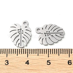 変色しない304ステンレススチールチャーム  手動研磨  モンステラ葉  ステンレス鋼色  14x10.5x1mm  穴：1.6mm&nbsp;STAS-Q303-12P