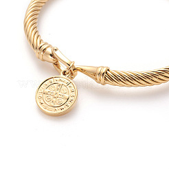 Ion Plating(IP) 304 Stainless Steel Charm Bangles&nbsp;BJEW-L642-27G