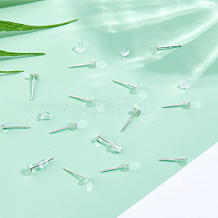 60Pcs 925 Sterling Silver Round Flat Pad Stud Earring Findings&nbsp;STER-DC0001-65