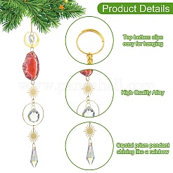 4Pcs 4 Styles Zinc Alloy & Natural Agate Slices Pendant Decorations&nbsp;HJEW-CJ0001-20