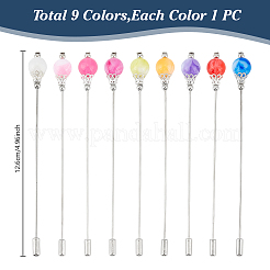 9Pcs 9Colors Brass Acrylic Kilt Pins for Women&nbsp;JEWB-DR00007