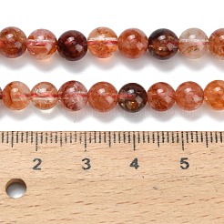 Grade A Natural Red Hematoid Quartz/Ferruginous Quartz Beads Strands&nbsp;G-L642-B10-6mm