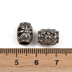 チベット風合金ビーズ  カドミウムフリー＆鉛フリー  花とバレル  ガンメタ色  8.5x10.5mm  穴：4.5mm&nbsp;PALLOY-ZX001-37B