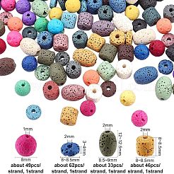 4 Strands 4 Style Natural Lava Rock Beads Strands&nbsp;G-OC0002-84