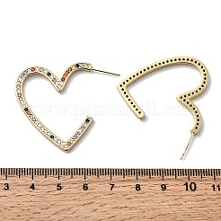Heart Brass Micro Pave Cubic Zirconia Stud Earrings&nbsp;EJEW-F395-01B