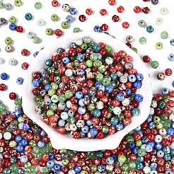ピカソ ベーキングペイント ガラスシードビーズ  ラウンド  ミックスカラー  6~6.5mm  穴：1.2~1.6mm  約1550個/ポンド&nbsp;SEED-N007-38A-03