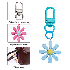 12Pcs 12 Colors Resin/Acrylic Pendants Keychains&nbsp;KEYC-BY0001-01
