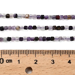 天然紫蛍石ビーズ連売り  多面カット  テーブルカットキューブビーズ  2.5x2.5x2.5mm  穴：0.6mm  約162個/連  14.84''（37.7センチメートル）&nbsp;G-RM2025-32B-04