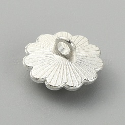 合金ラインストーンシャンクボタン  1穴  花  クリスタル  銀  14x9.5mm  穴：2mm&nbsp;DIY-WH0304-339