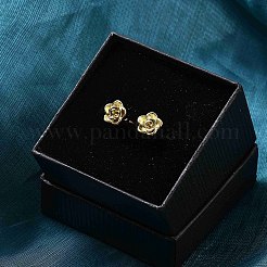 イオンプレーティング（IP）304ステンレススチールスタッドピアス  花  14KGP本金メッキ  8x7.5mm&nbsp;X-EJEW-P300-01G
