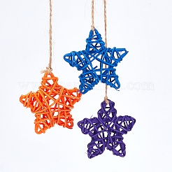 12色の籐工芸品  スター  ミックスカラー  60~63x60~64x12~17mm  12色  2個/カラー  24個/セット&nbsp;AJEW-GF0002-37
