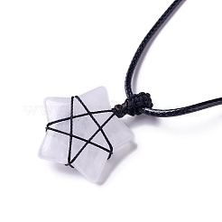 Adjustable Natural Quartz Crystal Star Pendant Necklace&nbsp;NJEW-B086-03H