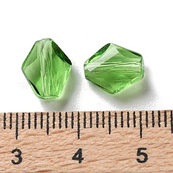 K9ガラス  模造オーストリアクリスタルビーズ  多面カット  菱形  ライムグリーン  10x8x4mm  穴：1.4mm&nbsp;GLAA-R001-01C