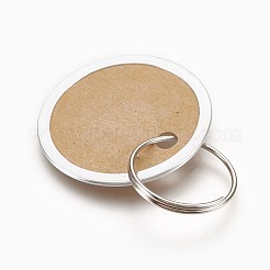 アルミ製ペンダント  紙と鉄のキーホルダー留め金付き  フラットラウンド  プラチナ  ペルー  31x1mm  リング：19x1mm  穴：17mm&nbsp;LS-FIND-WH0025-01