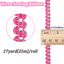 25mのメタリックヤーンレースリボン  ジャカードリボン  服飾材料  フクシア  1/4インチ（8mm）&nbsp;OCOR-GF0003-09L