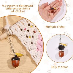 2Pcs Wooden Acorn Box with Alloy Enamel Leaf Pendant Counter Chains&nbsp;KEYC-CO00001