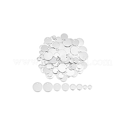 220個4スタイル304ステンレススチールチャーム  フラットラウンド  ステンレス鋼色  7~16x0.8~1mm  穴：1~1.4mm&nbsp;STAS-DC0012-50