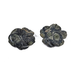 天然カンババジャスパー彫刻ペンダント  花のチャーム  28.5x29.5x5mm  穴：1.2mm&nbsp;G-B097-01A-11