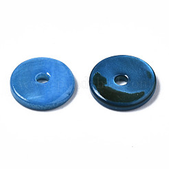 スプレー塗装天然淡水シェルビーズ  ディスク/フラットラウンド  ヒシビーズ  ドジャーブルー  9x2mm  穴：1.6mm&nbsp;SHEL-N026-143B-01