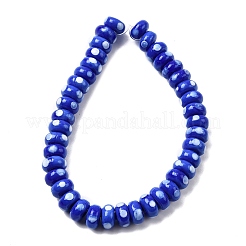 手作りランプワークビーズ  水玉模様のロンデル  ブルー  9.5~10x5mm  穴：1.8mm  約40個/連  8.27''（21センチメートル）&nbsp;LAMP-Z015-01H