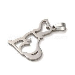 変色しない304ステンレススチールペンダント  レーザー切断  犬チャーム  ステンレス鋼色  27x19x1mm  穴：6x3mm&nbsp;LS-STAS-O005-15P