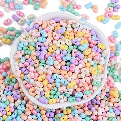 ガラスシードビーズ  丸い穴  ピーナッツ  ミックスカラー  3.5x6x3.5mm  穴：0.8mm  約4500個/ポンド&nbsp;SEED-K010-03K