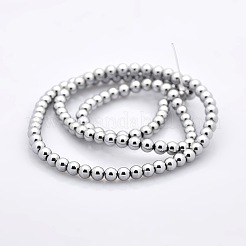 Round Non-magnetic Synthetic Hematite Beads Strands&nbsp;G-P061-66-6mm