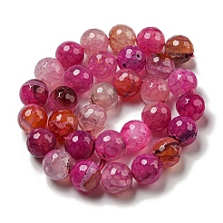Faceted Natural Dragon Veins Agate Beads Strands&nbsp;G-F447-12mm-I04
