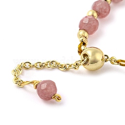 Natural Tourmaline & Pearl & Shell Flower Beaded Slider Finger Rings&nbsp;RJEW-H220-01G
