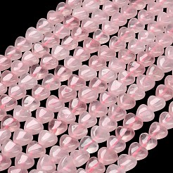 天然石ローズクォーツビーズ連売り  ハート  9~10x10~10.5x5.5~6mm  穴：0.8mm  約42~43個/連  14.37~14.76インチ（36.5~37.5cm）&nbsp;G-F820-L01-10mm