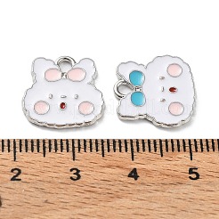 合金エナメルチャーム  うさぎチャーム  プラチナ  ミックスカラー  14.5x14.5x1.4mm  穴：1.7mm&nbsp;FIND-Z021-01P