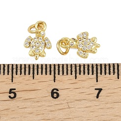 Brass Micro Pave Clear Cubic Zirconia Pendants&nbsp;KK-D218-20G-02