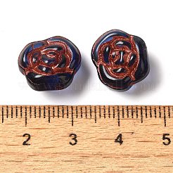 透明なランプワークビーズ  ローズ  インディゴ  13x8mm  穴：1mm  約65~75個/100g&nbsp;LAMP-P065-01A-03