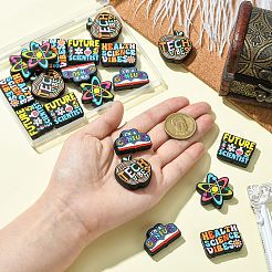 20 スタイルの食品グレードの環境に優しいシリコンビーズ 5 個  カラフル  混合図形  18~30x27.5~30x8mm  穴：2mm  4個/スタイル&nbsp;SIL-CJ0002-85