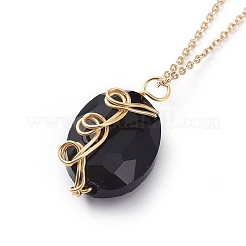 Glass Pendant Necklaces&nbsp;NJEW-JN02587-02
