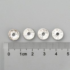 鉄グレードAクリスタルラインストーンスペーサービーズ  ロンデル  ストレートエッジ  銀  10x3~3.5mm  穴：2mm&nbsp;RB-A010-10MM-S