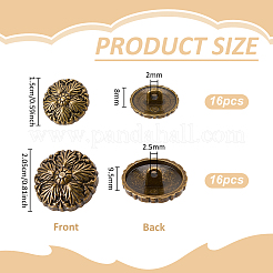32Pcs 2 Styles 1-Hole Alloy Shank Buttons&nbsp;BUTT-FG0001-65AB