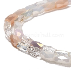 電気メッキガラスビーズセット  多面カット  コラム  透明  7x3.5mm  穴：0.8mm  約80個/連  18.31''（46.5センチメートル）&nbsp;EGLA-D030-07A