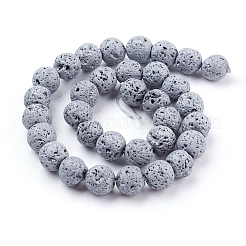 PVD Vacuum Plating Electroplated Natural Lava Rock Bead Strands&nbsp;G-E432-12mm-06
