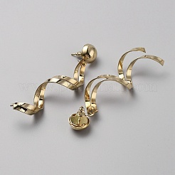 アロイ ツイスト スパイラル ダングル スタッド イヤリング  ゴールドカラー  78~80x15~16mm&nbsp;LS-EJEW-WH0014-50G