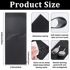 PUレザーナイフとフォーク収納バッグ  ブラック  220x90x3mm&nbsp;LS-AJEW-WH20077-049B